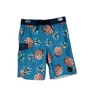 Rip Curl Board Shorts Men 27 Blue Pineapple All Over Print Swim Beach Surf
